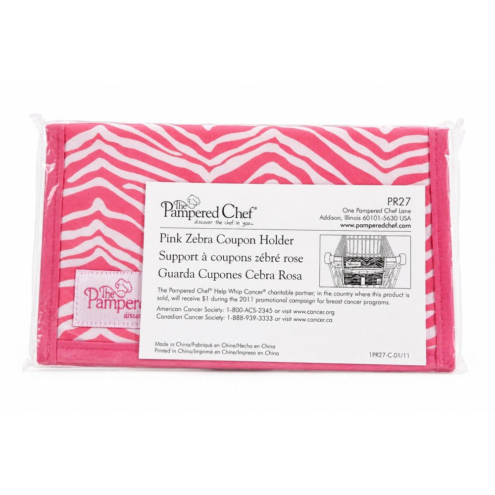 Pampered Chef Coupon Holder Pink Zebra Print PR27 New Shopping Cart Organizer